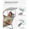 imageSONGMICS Sun Lounger Patio Chaise Lounge Chair Folding with Canopy 76 x 209 x 114 Inches Holds 330 lb Headrest Adjustable Backrest Outdoor Garden Pool Dark Gray UGCB19UV1Greige