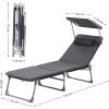 imageSONGMICS Sun Lounger Patio Chaise Lounge Chair Folding with Canopy 76 x 209 x 114 Inches Holds 330 lb Headrest Adjustable Backrest Outdoor Garden Pool Dark Gray UGCB19UV1Grey