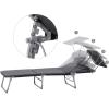 imageSONGMICS Sun Lounger Patio Chaise Lounge Chair Folding with Canopy 76 x 209 x 114 Inches Holds 330 lb Headrest Adjustable Backrest Outdoor Garden Pool Dark Gray UGCB19UV1Grey