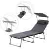 imageSONGMICS Sun Lounger Patio Chaise Lounge Chair Folding with Canopy 76 x 209 x 114 Inches Holds 330 lb Headrest Adjustable Backrest Outdoor Garden Pool Dark Gray UGCB19UV1Grey