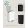 imageSONGMICS Trash Can 13Gallon Gabbage Can with 15 Trash Bags Stainless Steel with SoftClose Lid Removable Inner Bucket Handles Red Brown ULTB595MZ01Cloud White