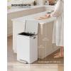 imageSONGMICS Trash Can 13Gallon Gabbage Can with 15 Trash Bags Stainless Steel with SoftClose Lid Removable Inner Bucket Handles Red Brown ULTB595MZ01Cloud White