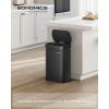 imageSONGMICS Trash Can 13Gallon Gabbage Can with 15 Trash Bags Stainless Steel with SoftClose Lid Removable Inner Bucket Handles Red Brown ULTB595MZ01Ink Black