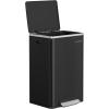 imageSONGMICS Trash Can 13Gallon Gabbage Can with 15 Trash Bags Stainless Steel with SoftClose Lid Removable Inner Bucket Handles Red Brown ULTB595MZ01Ink Black