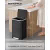 imageSONGMICS Trash Can 13Gallon Gabbage Can with 15 Trash Bags Stainless Steel with SoftClose Lid Removable Inner Bucket Handles Red Brown ULTB595MZ01Ink Black