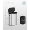 imageSONGMICS Trash Can 13Gallon Gabbage Can with 15 Trash Bags Stainless Steel with SoftClose Lid Removable Inner Bucket Handles Red Brown ULTB595MZ01Metallic Silver  Ink Black