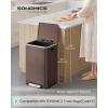 imageSONGMICS Trash Can 13Gallon Gabbage Can with 15 Trash Bags Stainless Steel with SoftClose Lid Removable Inner Bucket Handles Red Brown ULTB595MZ01Red Brown