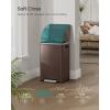 imageSONGMICS Trash Can 13Gallon Gabbage Can with 15 Trash Bags Stainless Steel with SoftClose Lid Removable Inner Bucket Handles Red Brown ULTB595MZ01Red Brown