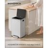 imageSONGMICS Trash Can 13Gallon Gabbage Can with 15 Trash Bags Stainless Steel with SoftClose Lid Removable Inner Bucket Handles Red Brown ULTB595MZ01Silver