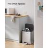 imageSONGMICS Trash Can 2 x 8 Gallon 2 x 30 L Double Compartment Garbage Can for Recycling Stainless Steel with 15 Liner Bags SoftClose Lids Removable Buckets Pedals White ULTB160WZ01Metallic Silver