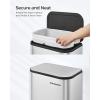 imageSONGMICS Trash Can 2 x 8 Gallon 2 x 30 L Double Compartment Garbage Can for Recycling Stainless Steel with 15 Liner Bags SoftClose Lids Removable Buckets Pedals White ULTB160WZ01Metallic Silver