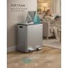 imageSONGMICS Trash Can 2 x 8 Gallon 2 x 30 L Double Compartment Garbage Can for Recycling Stainless Steel with 15 Liner Bags SoftClose Lids Removable Buckets Pedals White ULTB160WZ01Silver