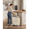 imageSONGMICS Trash Can 2 x 8 Gallon 2 x 30 L Double Compartment Garbage Can for Recycling Stainless Steel with 15 Liner Bags SoftClose Lids Removable Buckets Pedals White ULTB160WZ01Almond