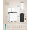 imageSONGMICS Trash Can 2 x 8 Gallon 2 x 30 L Double Compartment Garbage Can for Recycling Stainless Steel with 15 Liner Bags SoftClose Lids Removable Buckets Pedals White ULTB160WZ01White