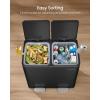 imageSONGMICS Trash Can 2 x 8 Gallon 2 x 30 L Double Compartment Garbage Can for Recycling Stainless Steel with 15 Liner Bags SoftClose Lids Removable Buckets Pedals White ULTB160WZ01Black