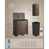 imageSONGMICS Trash Can 2 x 8 Gallon 2 x 30 L Double Compartment Garbage Can for Recycling Stainless Steel with 15 Liner Bags SoftClose Lids Removable Buckets Pedals White ULTB160WZ01Brown