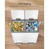 imageSONGMICS Trash Can 2 x 8 Gallon 2 x 30 L Double Compartment Garbage Can for Recycling Stainless Steel with 15 Liner Bags SoftClose Lids Removable Buckets Pedals White ULTB160WZ01White
