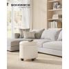 imageSONGMICS Vanity Stool Round Ottoman with Storage Upholstered Foot Stool Removable Lid for Living Room Bedroom Easy Assembly 169 x 169 x 185 Inches Velvet Fabric Cream White ULOM018LH01Light Beige