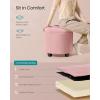 imageSONGMICS Vanity Stool Round Ottoman with Storage Upholstered Foot Stool Removable Lid for Living Room Bedroom Easy Assembly 169 x 169 x 185 Inches Velvet Fabric Cream White ULOM018LH01Jelly Pink
