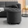 imageSONGMICS Vanity Stool Round Ottoman with Storage Upholstered Foot Stool Removable Lid for Living Room Bedroom Easy Assembly 169 x 169 x 185 Inches Velvet Fabric Cream White ULOM018LH01Dark Gray