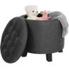 imageSONGMICS Vanity Stool Round Ottoman with Storage Upholstered Foot Stool Removable Lid for Living Room Bedroom Easy Assembly 169 x 169 x 185 Inches Velvet Fabric Cream White ULOM018LH01Dark Gray