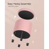 imageSONGMICS Vanity Stool Round Ottoman with Storage Upholstered Foot Stool Removable Lid for Living Room Bedroom Easy Assembly 169 x 169 x 185 Inches Velvet Fabric Cream White ULOM018LH01Jelly Pink