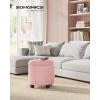 imageSONGMICS Vanity Stool Round Ottoman with Storage Upholstered Foot Stool Removable Lid for Living Room Bedroom Easy Assembly 169 x 169 x 185 Inches Velvet Fabric Cream White ULOM018LH01Jelly Pink