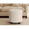 imageSONGMICS Vanity Stool Round Ottoman with Storage Upholstered Foot Stool Removable Lid for Living Room Bedroom Easy Assembly 169 x 169 x 185 Inches Velvet Fabric Cream White ULOM018LH01Cream White