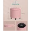 imageSONGMICS Vanity Stool Round Ottoman with Storage Upholstered Foot Stool Removable Lid for Living Room Bedroom Easy Assembly 169 x 169 x 185 Inches Velvet Fabric Cream White ULOM018LH01Jelly Pink