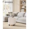 imageSONGMICS Vanity Stool Round Ottoman with Storage Upholstered Foot Stool Removable Lid for Living Room Bedroom Easy Assembly 169 x 169 x 185 Inches Velvet Fabric Cream White ULOM018LH01Cream White