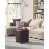 imageSONGMICS Vanity Stool Round Ottoman with Storage Upholstered Foot Stool Removable Lid for Living Room Bedroom Easy Assembly 169 x 169 x 185 Inches Velvet Fabric Cream White ULOM018LH01Chestnut Brown