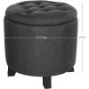 imageSONGMICS Vanity Stool Round Ottoman with Storage Upholstered Foot Stool Removable Lid for Living Room Bedroom Easy Assembly 169 x 169 x 185 Inches Velvet Fabric Cream White ULOM018LH01Dark Gray