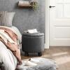 imageSONGMICS Vanity Stool Round Ottoman with Storage Upholstered Foot Stool Removable Lid for Living Room Bedroom Easy Assembly 169 x 169 x 185 Inches Velvet Fabric Cream White ULOM018LH01Dark Gray