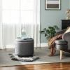 imageSONGMICS Vanity Stool Round Ottoman with Storage Upholstered Foot Stool Removable Lid for Living Room Bedroom Easy Assembly 169 x 169 x 185 Inches Velvet Fabric Cream White ULOM018LH01Dark Gray