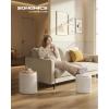 imageSONGMICS Vanity Stool Set of 2 Round Storage Ottoman Small Ottoman Coffee Table Foot Stool Removable Lid for Living Room Bedroom Hallway Easy Assembly Teddy Fleece Cream White ULOM013WD01Velvet White