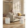 imageSONGMICS Vanity Stool Set of 2 Round Storage Ottoman Small Ottoman Coffee Table Foot Stool Removable Lid for Living Room Bedroom Hallway Easy Assembly Teddy Fleece Cream White ULOM013WD01Teddy White