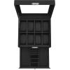 imageSONGMICS Watch Box 20Slot Watch Case Organizer with Large Glass Lid Removable Pillows Metal Lock Gift for Loved Ones Black Synthetic Leather Grey Lining UJWB036B101Black  Black