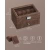 imageSONGMICS Watch Box 20Slot Watch Case Organizer with Large Glass Lid Removable Pillows Metal Lock Gift for Loved Ones Black Synthetic Leather Grey Lining UJWB036B101Coffee Brown  Coffee Brown