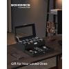 imageSONGMICS Watch Box 20Slot Watch Case Organizer with Large Glass Lid Removable Pillows Metal Lock Gift for Loved Ones Black Synthetic Leather Grey Lining UJWB036B101Black  Black