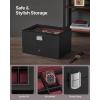 imageSONGMICS Watch Box 20Slot Watch Case Organizer with Large Glass Lid Removable Pillows Metal Lock Gift for Loved Ones Black Synthetic Leather Grey Lining UJWB036B101Black  Wine Red