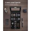 imageSONGMICS Watch Box 20Slot Watch Case Organizer with Large Glass Lid Removable Pillows Metal Lock Gift for Loved Ones Black Synthetic Leather Grey Lining UJWB036B101Black  Black