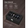 imageSONGMICS Watch Box 20Slot Watch Case Organizer with Large Glass Lid Removable Pillows Metal Lock Gift for Loved Ones Black Synthetic Leather Grey Lining UJWB036B101Black  Black