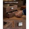 imageSONGMICS Watch Box 20Slot Watch Case Organizer with Large Glass Lid Removable Pillows Metal Lock Gift for Loved Ones Black Synthetic Leather Grey Lining UJWB036B101Coffee Brown  Coffee Brown