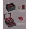 imageSONGMICS Watch Box 20Slot Watch Case Organizer with Large Glass Lid Removable Pillows Metal Lock Gift for Loved Ones Black Synthetic Leather Grey Lining UJWB036B101Black  Wine Red