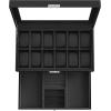 imageSONGMICS Watch Box 20Slot Watch Case Organizer with Large Glass Lid Removable Pillows Metal Lock Gift for Loved Ones Black Synthetic Leather Grey Lining UJWB036B101Black  Black