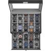 imageSONGMICS Watch Box 20Slot Watch Case Organizer with Large Glass Lid Removable Pillows Metal Lock Gift for Loved Ones Black Synthetic Leather Grey Lining UJWB036B101Black  Gray