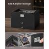 imageSONGMICS Watch Box 20Slot Watch Case Organizer with Large Glass Lid Removable Pillows Metal Lock Gift for Loved Ones Black Synthetic Leather Grey Lining UJWB036B101Black  Grey