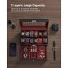 imageSONGMICS Watch Box 20Slot Watch Case Organizer with Large Glass Lid Removable Pillows Metal Lock Gift for Loved Ones Black Synthetic Leather Grey Lining UJWB036B101Black  Wine Red