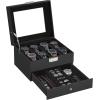 imageSONGMICS Watch Box 20Slot Watch Case Organizer with Large Glass Lid Removable Pillows Metal Lock Gift for Loved Ones Black Synthetic Leather Grey Lining UJWB036B101Black  Black