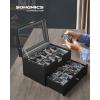 imageSONGMICS Watch Box 20Slot Watch Case Organizer with Large Glass Lid Removable Pillows Metal Lock Gift for Loved Ones Black Synthetic Leather Grey Lining UJWB036B101Black  Gray